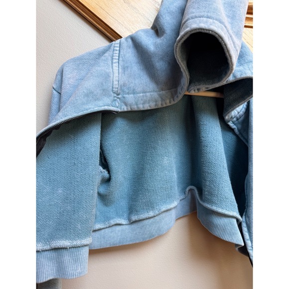 Rarefit Womens Sz S Vintage Faded Blue Babydoll Crop Hoodie Full Zip 100% Cotton - Picture 8 of 10